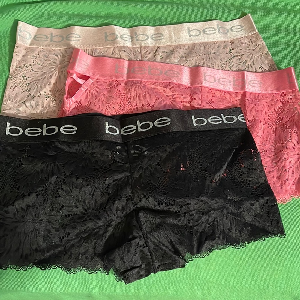 Three pair of Bebe boy shorts